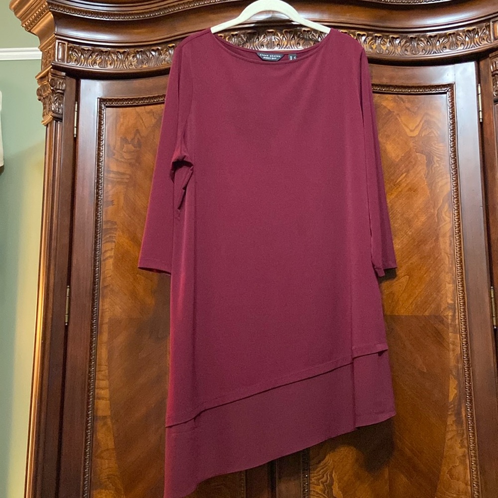 Susan Graver Asymmetrical Tunic with Chiffon Trim